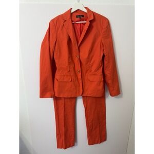 Emily Pant Suit 2 Piece Blazer Trousers Set Womens 10 Orange Power Suit Pro